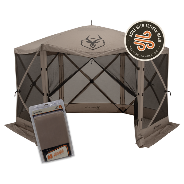 G6 Gazebo with Tri-Tech Mesh + Wind Panels